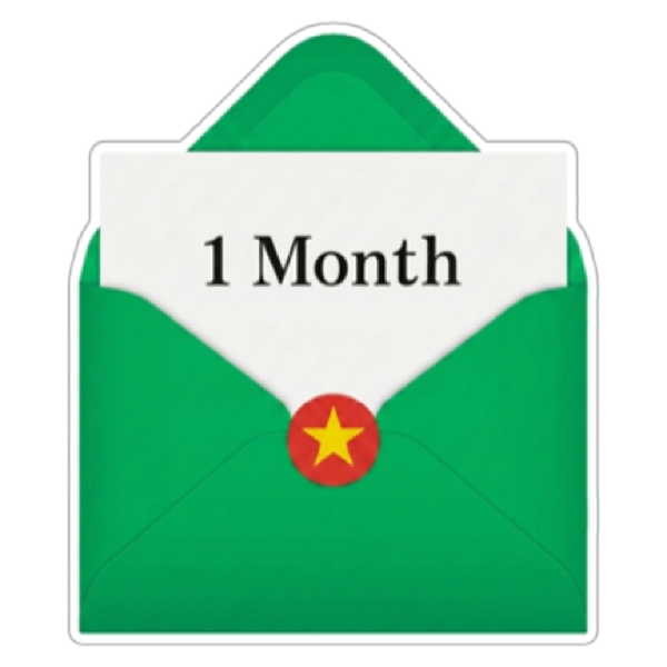 1 Month gift envelope sticker — €16