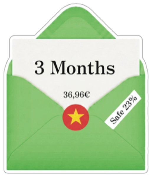 3 Months — €36,96, save 23%
