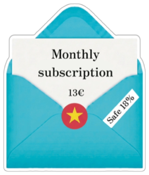 Monthly subscription — €13, save 18%